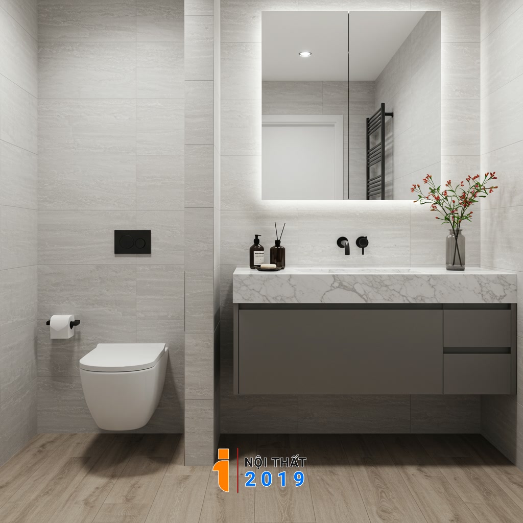 Bí quyết phối màu và vật liệu cho nội thất phòng tắm đẹp hiện đại