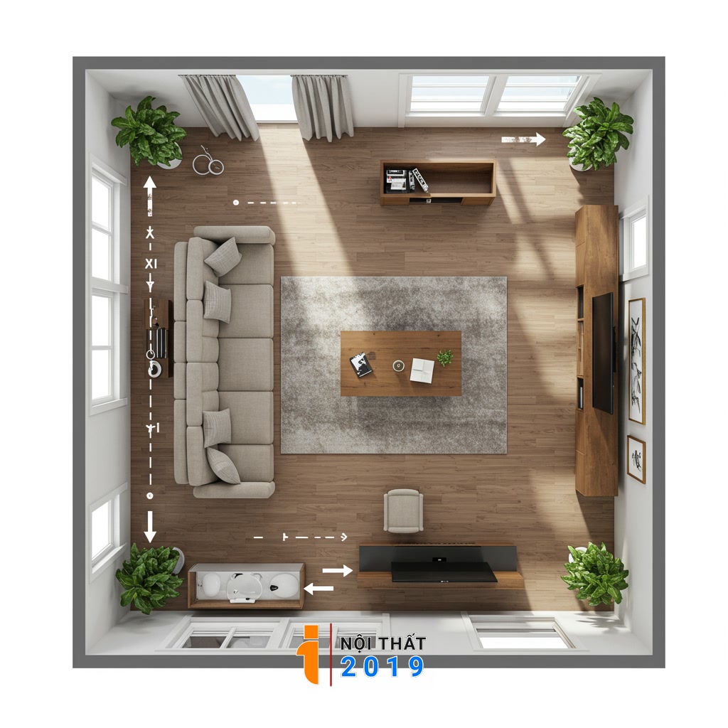 Bố trí không gian và lựa chọn nội thất chính
