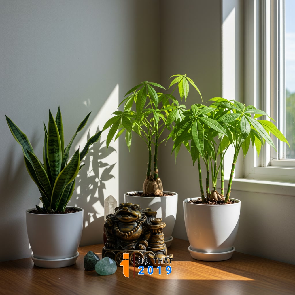 Bố trí vật phẩm phong thủy và cây xanh mang lại may mắn