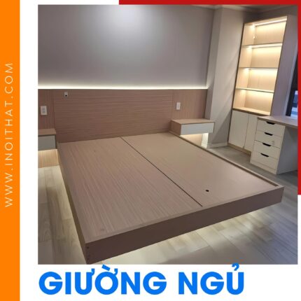 Giường Ngủ gầm thấp tựa bọc da tại xã Trung Giã