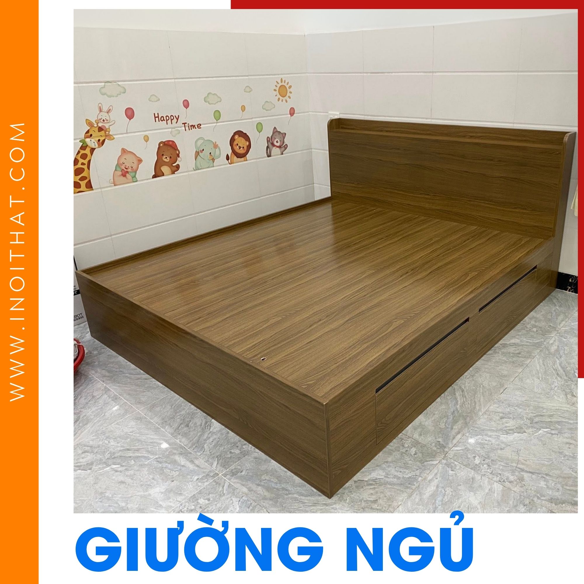 Giường Ngủ gỗ màu nâu, kiểu đơn giản tại xã Tàm Xá