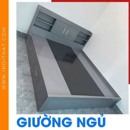 Giường Ngủ màu xám đen ngăn kéo đầu giường tại phường Yên Hòa