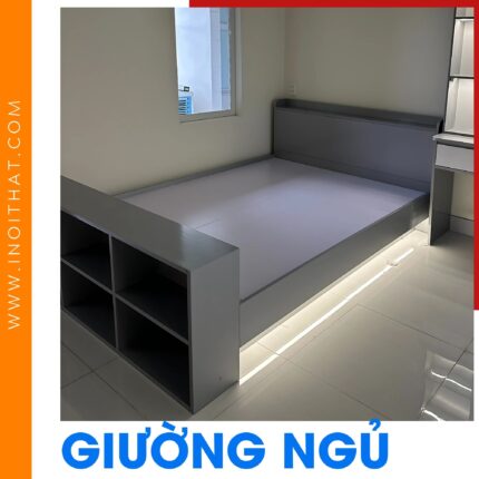 Giường Ngủ xám ghi tích hợp kệ tủ để sách tại xã Liên Trung