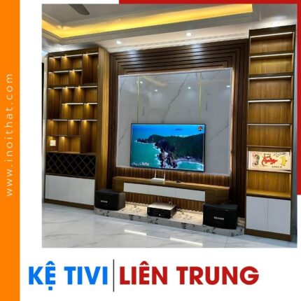 Kệ Tivi chữ H hậu tủ ốp tấm Nano tại xã Liên Trung