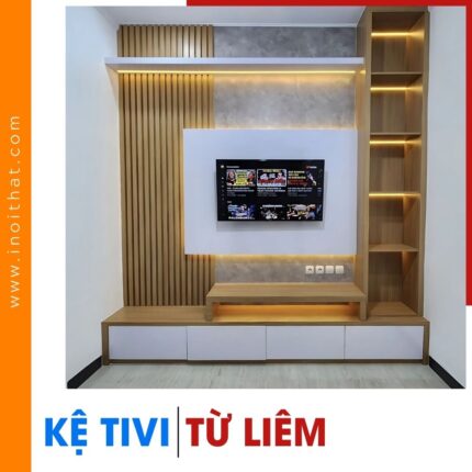 Kệ Tivi chữ L kèm LED trang trí tại phường Từ Liêm