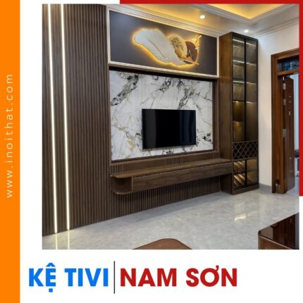 Kệ Tivi chữ L mặt lam sóng cách điệu tại xã Nam Sơn