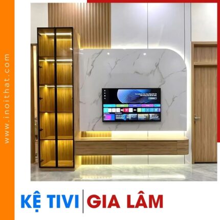 Kệ Tivi chữ L ốp vân đá bán nguyệt tại xã Gia Lâm