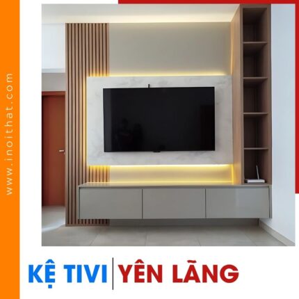 Kệ Tivi chữ L treo tường 3 ngăn kéo tại xã Yên Lãng