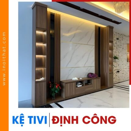 Kệ Tivi chữ U đối xứng ốp tường tại phường Định Công