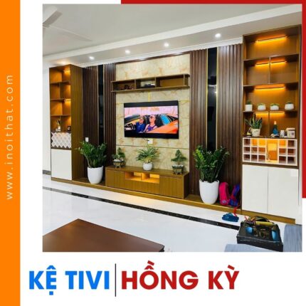 Kệ Tivi chữ W chân tủ ốp giả dày tại xã Hồng Kỳ