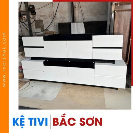 Kệ Tivi đóng sẵn màu trắng tại xã Bắc Sơn