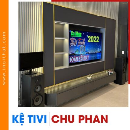Kệ Tivi giả âm tường kết hợp lam sóng trắng tại xã Chu Phan