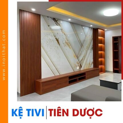 Kệ Tivi gỗ An Cường kèm PVC giả đá tại xã Tiên Dược