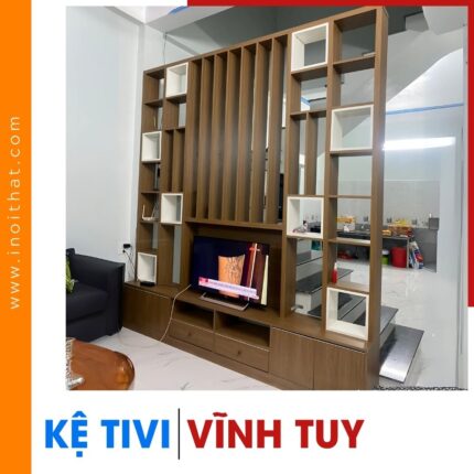 Kệ Tivi kèm tủ kệ trang trí hộc tủ tại phường Vĩnh Tuy