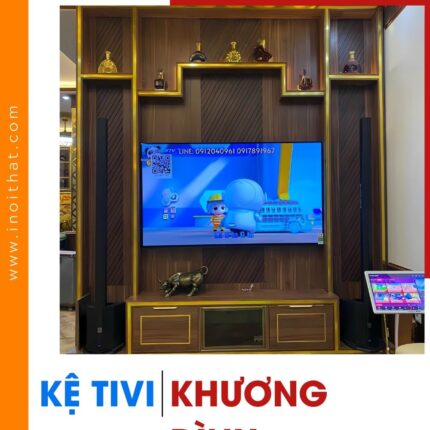 Kệ Tivi kèm vách phào chỉ PVC phong cách châu âu tại phường Khương Đình