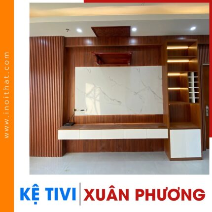 Kệ Tivi nâu đỏ kèm tủ kệ đứng tại phường Xuân Phương