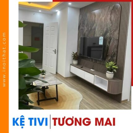 Kệ Tivi nhựa đặc cao cấp kèm ốp tường vân đá tại phường Tương Mai