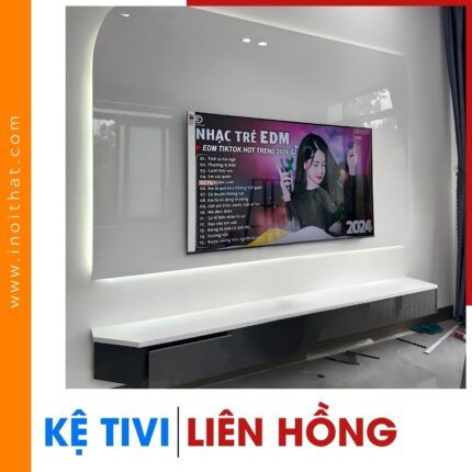 Kệ Tivi ốp tấm PVC màng phin PET tại xã Liên Hồng