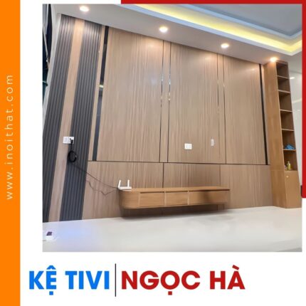 Kệ Tivi ốp tường kèm tủ kịch trần trang trí tại phường Ngọc Hà