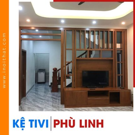Kệ Tivi tay nắm âm liền vách ngăn phòng nhựa tại xã Phù Linh