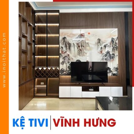 Kệ Tivi tranh thủy mạc kèm tủ rượu đứng và tủ nằm tại phường Vĩnh Hưng