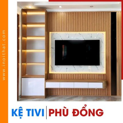 Kệ Tivi tủ đứng góc phòng ốp lam sóng tại xã Phù Đổng