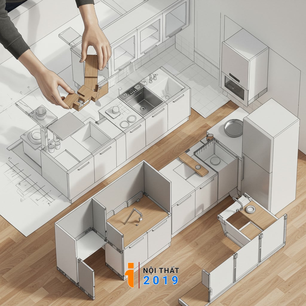 Sắp xếp và tối ưu hóa công năng sử dụng nội thất bếp