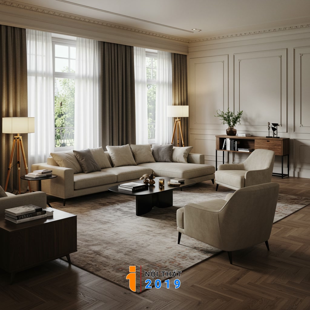 Tạo các khu vực chức năng (Zoning) trong phòng khách rộng