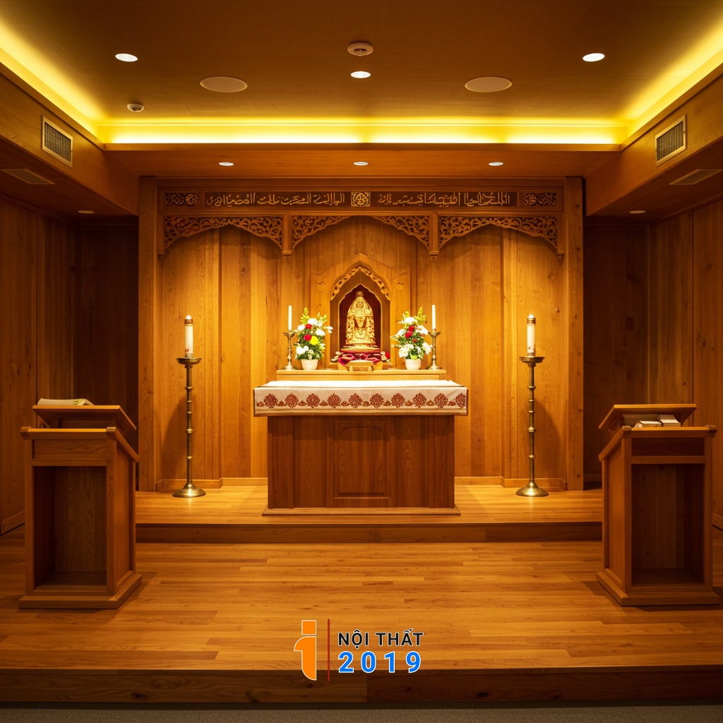 Thiết kế nội thất phòng thờ: Màu sắc, chất liệu và ánh sáng