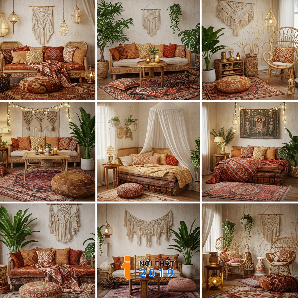 Trang trí nội thất Boho cho từng không gian sống