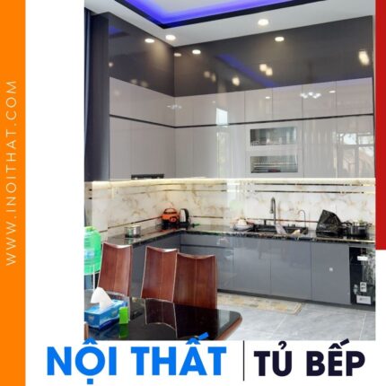 Tủ Bếp cao cấp kịch trần ghi xám tại phường Yên Nghĩa