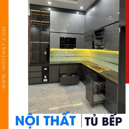 Tủ Bếp chữ L cao cấp tủ để rượu tại phường Sơn Tây