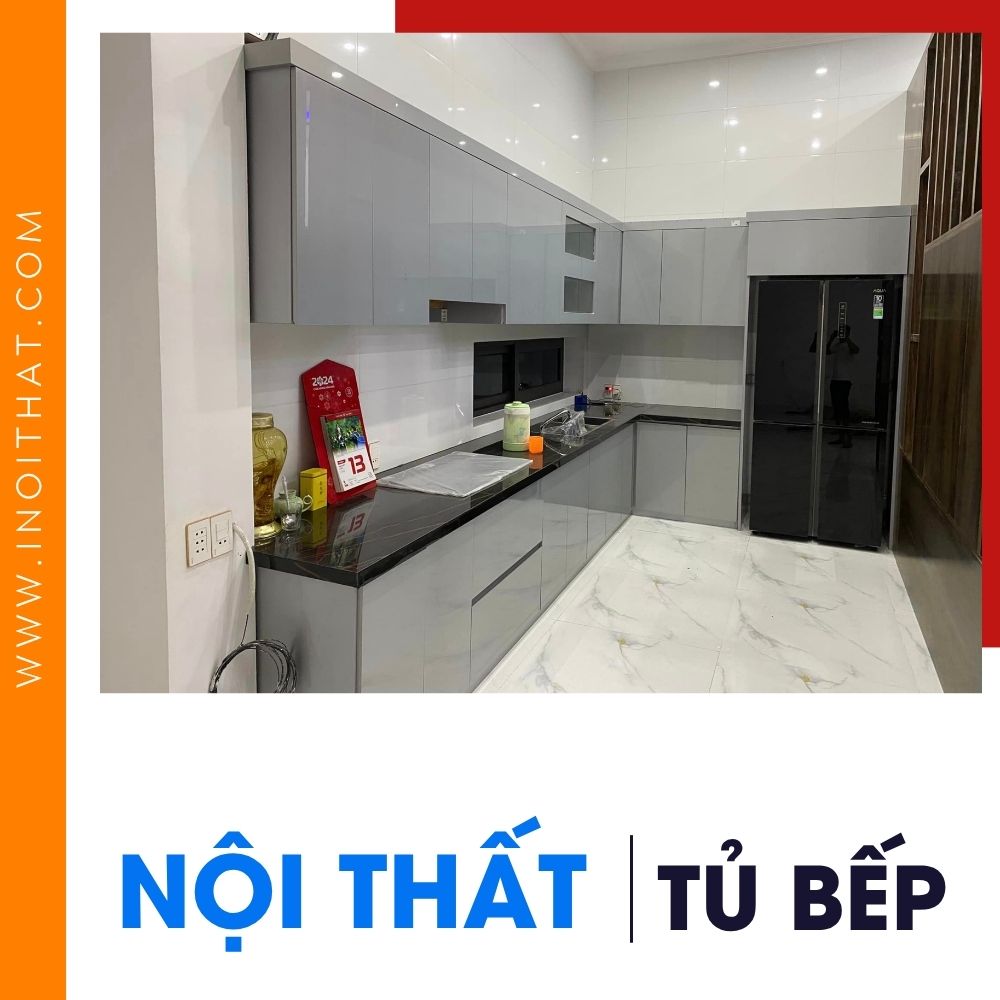 Tủ Bếp chữ L kết hợp kệ tivi tại xã Mai Đình