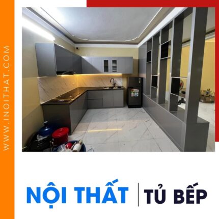 Tủ Bếp chữ L kết hợp vách ngăn chia phòng tại phường Định Công