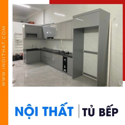 Tủ Bếp chữ L khung tủ lạnh chờ tại xã Vĩnh Ngọc