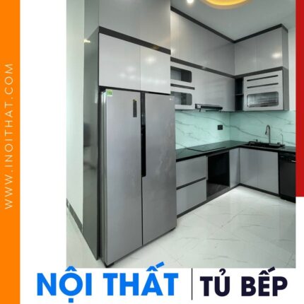 Tủ Bếp chữ L khung tủ lạnh cố định tại xã Phú Cường