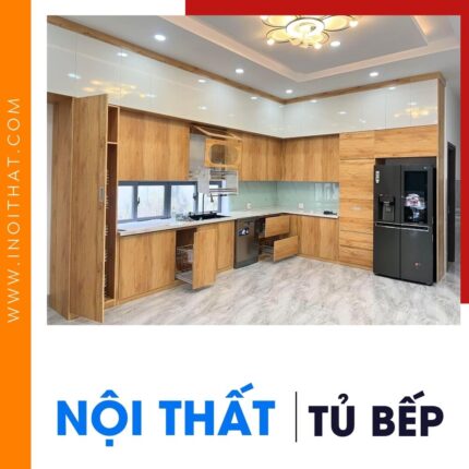 Tủ Bếp chữ L kịch trần biệt thự 400 mét tại xã Việt Long