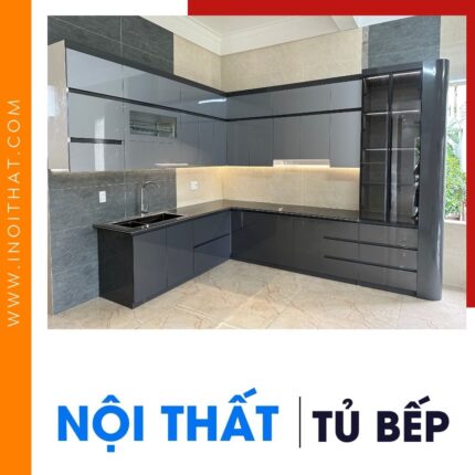 Tủ Bếp chữ L tủ bo góc tại xã Kim Hoa