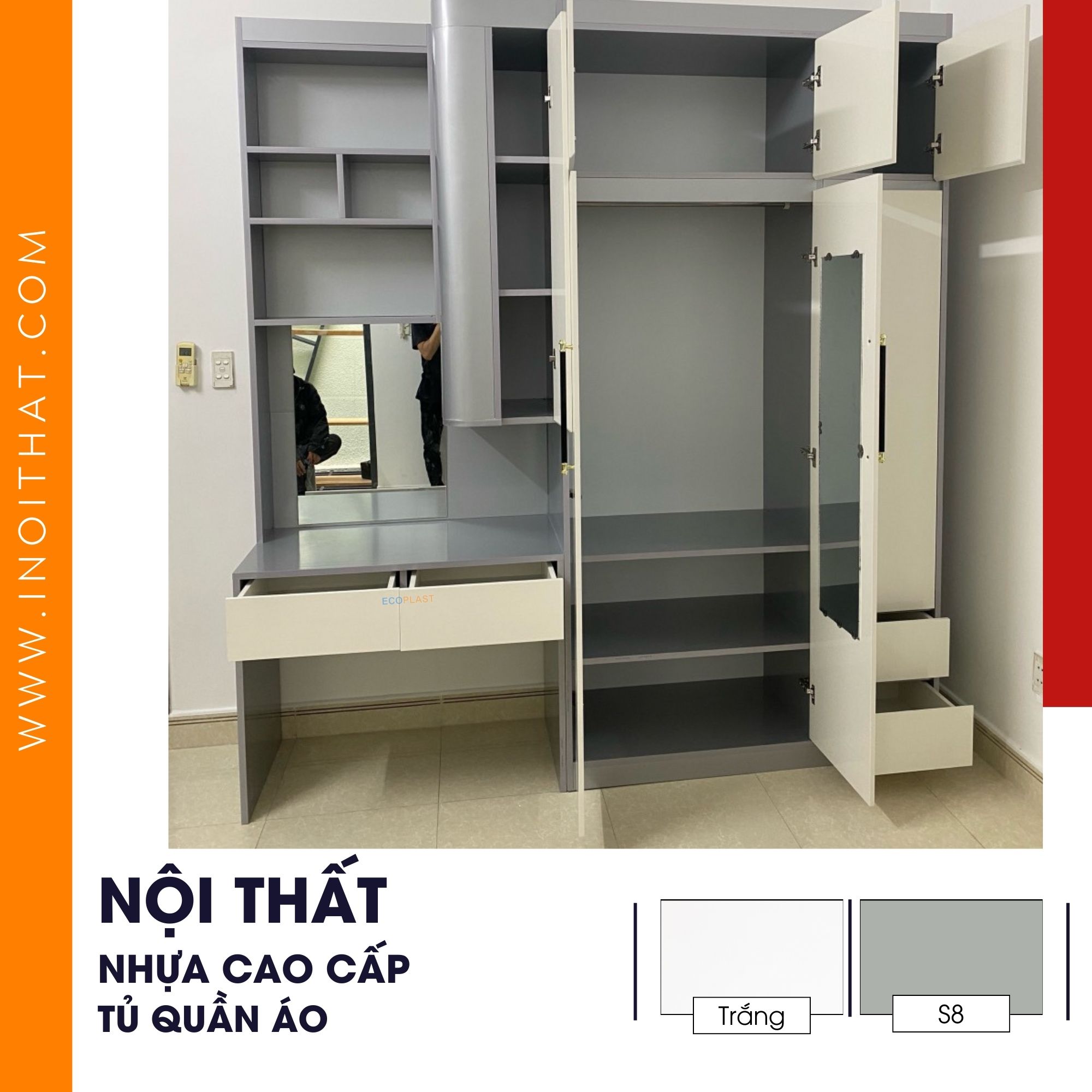 Tủ quần áo 1,5 buồng kết hợp bàn học tại phường Khương Đình