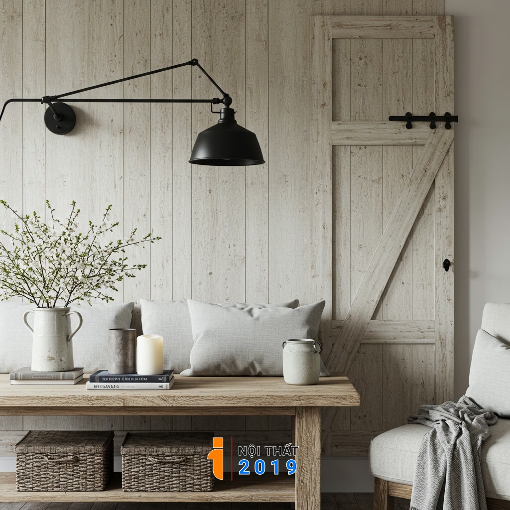 Vật liệu và màu sắc chủ đạo trong thiết kế nội thất Farmhouse